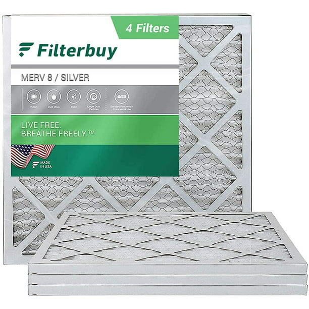 FilterBuy 17x25x1 Air Filter MERV 8 Pleated HVAC AC Furnace Filters 12-Pack, Silver 